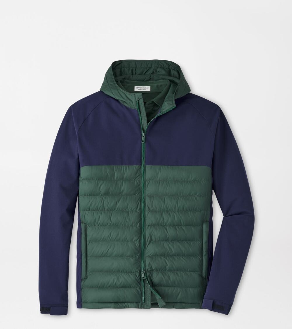 Peter Millar -L- Apex Hybrid Hoodie Jacket Nordic Pine Navy $265
